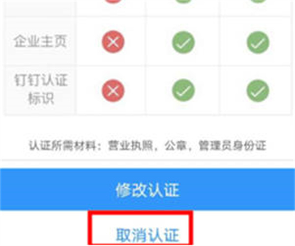 钉钉企业认证怎么取消